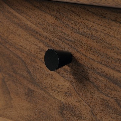 70" Grand Walnut Wood Narrow Bookcase with Drawers