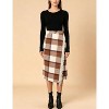 Women's Plaid Wool Midi Skirt - Fringed A-Line Wrap Style for Fall & Winter Brown - 3 of 4