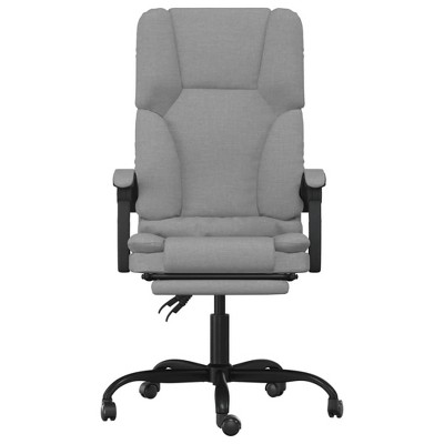 Gray Fabric Swivel Office Chair with Fixed Arms and Metal Base