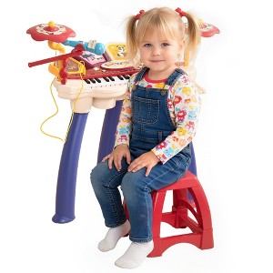 Qaba 2 in 1 Kids Piano Keyboard with Drum Set, Electronic Musical Instrument with Multiple Sounds, Lights, Microphone, Stool for Girls & Boys - 1 of 4