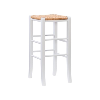 Gianna 37" White Solid Wood Backless Barstools, Set of 2
