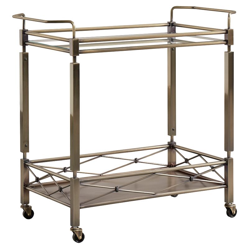 Evelyn Metal and Glass Bar Cart Antique Brass - Inspire Q, 1 of 7
