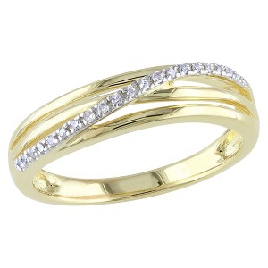 0.06 CT. T.W. Diamond in Yellow Silver Cocktail Ring - 8 - Silver, Women