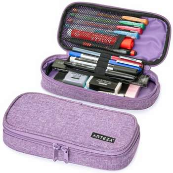 Large Soft-Sided Pencil Case Fabric with Zipper Closure, Black