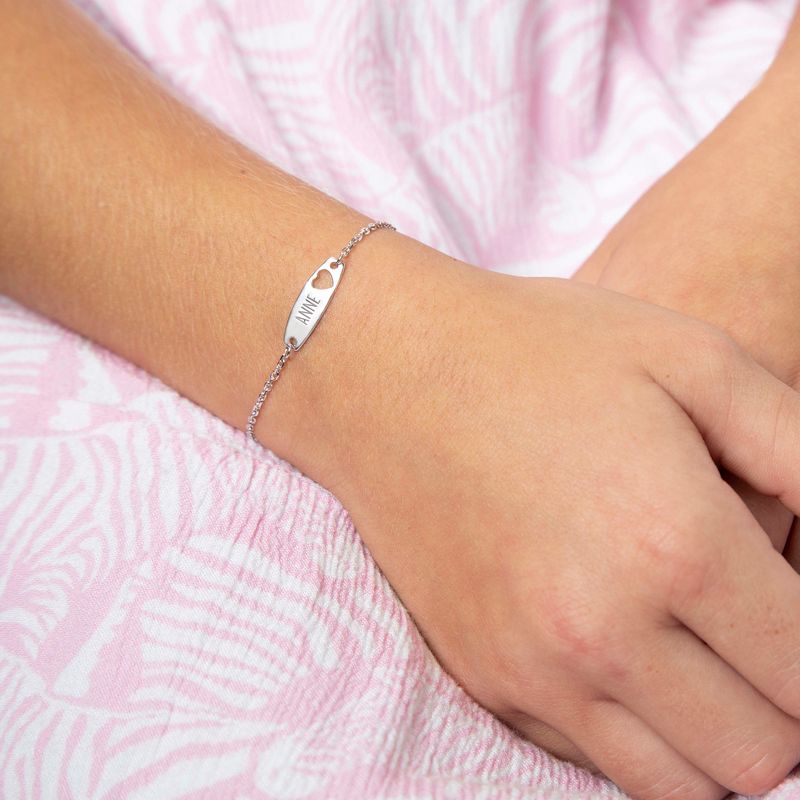 Baby Girls' Heart Cutout Tag ID Bracelet Sterling Silver - In Season Jewelry, 2 of 6