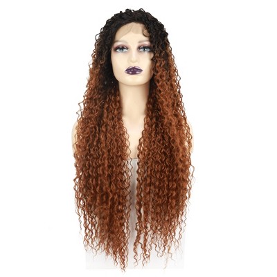Unique Bargains Women Long Water Wave Lace Front Wigs with Wig Cap 32" 1PC