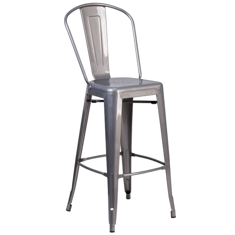 Flash Furniture 30'' High Clear Coated Indoor Barstool with Back, 1 of 12