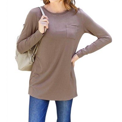 Women's Luxe Long Sleeve Top With Pockets - Basic Bae