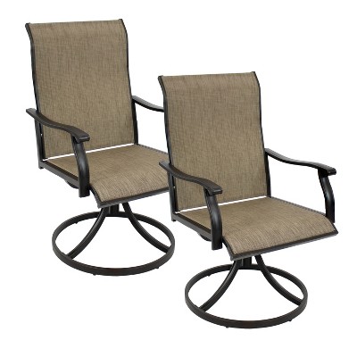 Sunnydaze Outdoor Classic Garden Patio Swivel Dining Chairs - Brown - 2pk
