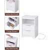 Gulches White Nightstand with Charging Station - 2-Drawer Wooden End Table with Open Shelf, USB Ports & Power Outlets for Bedroom Living Room - 3 of 4