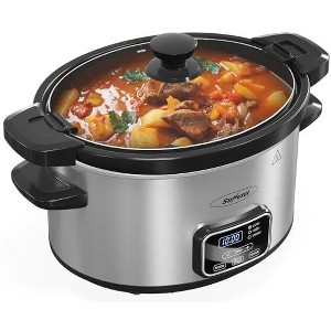 Heynemo 4qt Slow Cooker, Programmable Slow Cooker with Locking Lid, Removable Ceramic Pot, 3 Heating Settings & Time Control, Mini Food Warmer - 1 of 4