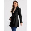 INSPIRE CHIC Women's Classic Stand Collar Long Sleeve Winter Belted Long Coat - 3 of 4