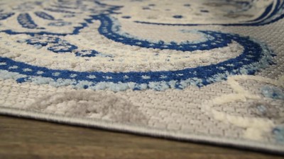 Paisley Orange and Multicolor Synthetic 4' x 6' Reversible Area Rug