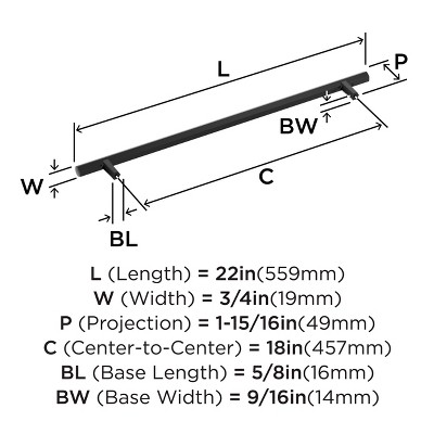 Matte Black 18-Inch Modern Industrial Bar Pull