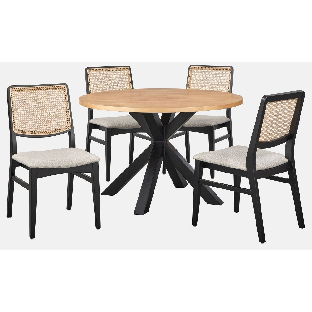 Photos - Dining Table 5pc Gilcrest Round Dining Set Black/Natural - Lifestorey