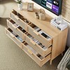 Lovmor Bedroom dresser, 8 Double Dresser with rattan drawers, wood chest of drawers for kids room, living room, entry and hallway, Natural - 4 of 4