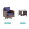 Sonkuki 3-Piece Patio Chair Set Brown Rattan Swivel Rocking Chair Set Coffee Table Suiting Backyard - 2 of 4