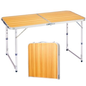 Karl Home 4Ft. Brwon Rectangular  Patio Folding Table Aluminum - 1 of 4