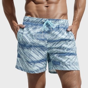 Anna-Kaci Swim Men's Abstract Print Swim Trunks with Quick-Dry Fabric and Adjustable Drawstring Waistband - 1 of 4