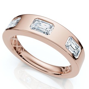 Pompeii3 1 1/2Ct Flush Set Emerald Cut Diamond Ring Stackable Band 14k Gold Lab Created - 1 of 2