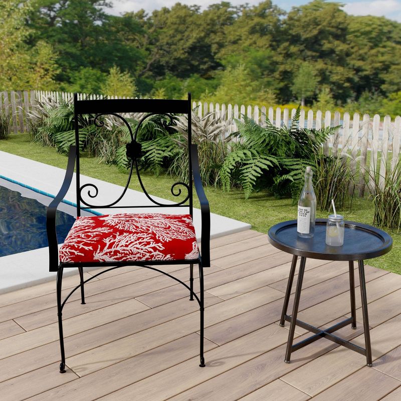 Outdoor Set Of 2 French Edge Seat Cushions In Seacoral Red  - Jordan Manufacturing, 5 of 11