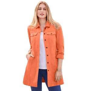 Jessica London Women's Plus Size Long Denim Jacket - 1 of 4