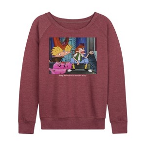 Women's - Hey Arnold! - Stoop Kid Lightweight French Terry Wide Neck Long Sleeve Shirt - 1 of 4