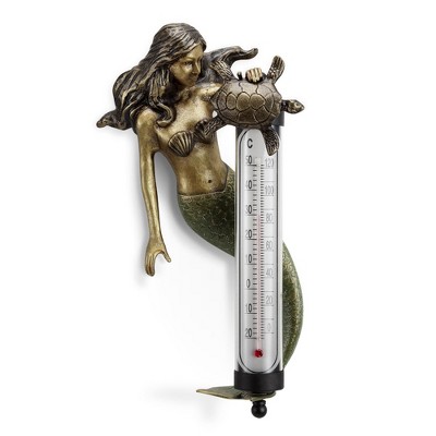 SPI Home Mermaid Wall Mounted Thermometer – Aluminum Coastal Decor with Bronze Finish, Functional Nautical Wall Accent