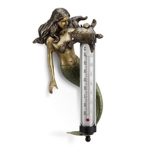 SPI Home Mermaid Wall Mounted Thermometer – Aluminum Coastal Decor with Bronze Finish, Functional Nautical Wall Accent - 1 of 3