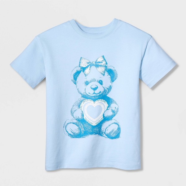 Playera de niña manga corta 100% algodón 'Bear' talla grande con gráfico - Cat & Jack™ Azul 2
