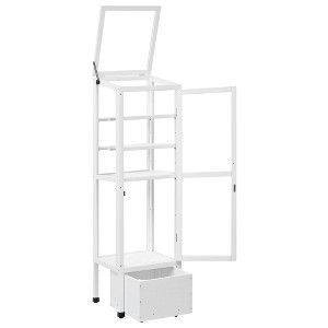 Gulches Portable White Wood Garden Greenhouse with Planter Stands and Holders, 62.4" Height Mini Cold Frame - 1 of 4