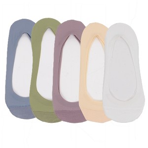 Anna-Kaci 5 Pairs Women Low Cut Invisible Liner Socks Soft Stretch Mesh Top with Reinforced Toe and Moisture-Wicking Terry Cotton Sole - 1 of 4