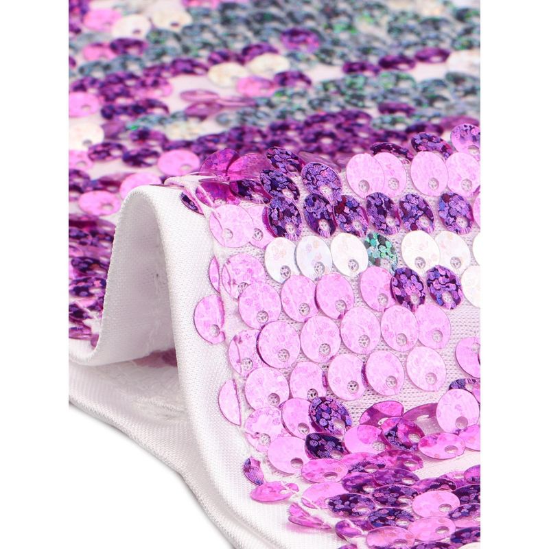 Allegra K Women's Spaghetti Straps Lace-up Mini Party Sparkle Glitter Bodycon Dress, 5 of 6