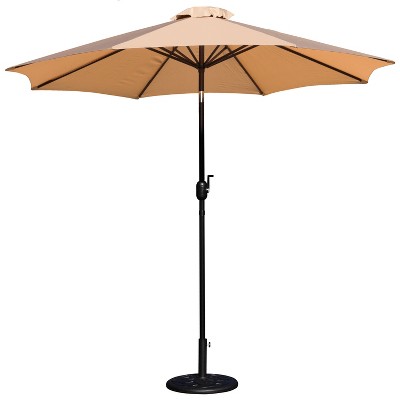 Merrick Lane Bali Patio Umbrella with Base - 9' Polyester Patio Umbrella - 30+ UV Protection - Waterproof Cement Base with 1.5" Diameter Aluminum Pole