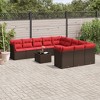 vidaXL 12 Piece Patio Sofa Set with Cushions Brown Poly Rattan - 2 of 4