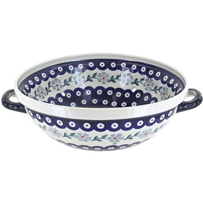 Blue Rose Polish Pottery Blue Violet Colander