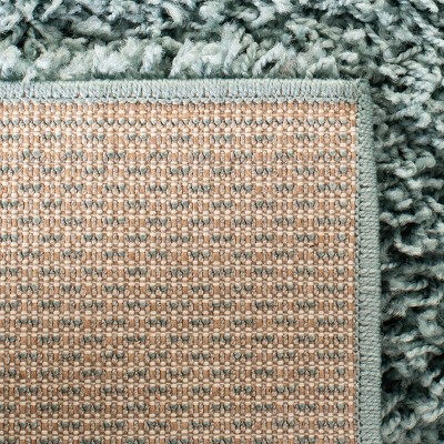 Luxurious Seafoam Square Shag Area Rug, Synthetic Easy Care, 6'7"