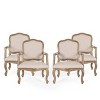 Set of 4 Andrea French Country Wood Upholstered Dining Armchairs - Christopher Knight Home - 2 of 4