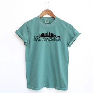 Simply Sage Market Women's San Francisco Buildings Short Sleeve Garment Dyed Tee - 1 of 2