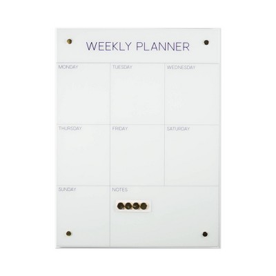 12" x 16" Weekly Planner Glass Desktop Magnet Wall Art Board Gold - Petal Lane