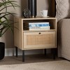 Caterina Wood and Natural Rattan 1 Door End Table Natural Brown/Black - Baxton Studio: Mid-Century, Metal Frame, Storage - 4 of 4