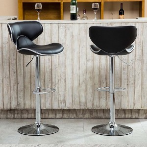 QingMoon Modern Bar Stools Set of 2, Adjustable Swivel Barstools, PU Leather Counter Height Chairs with Back and Footrest for Kitchen Island, Café - 1 of 4