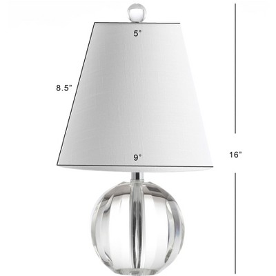 Goddard 16" Clear Crystal Ball LED Table Lamp with White Linen Shade