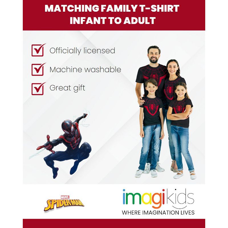 Marvel Spider-Man Miles Morales Spider-Gwen Ghost Spider Matching Family Cosplay T-Shirt Little Kid to Adult, 4 of 7