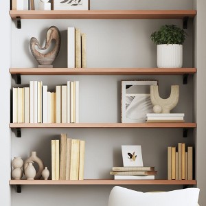 vidaXL Wall Shelf Light Brown 39.4 in.x11.8 in.x0.8 in. Treated Solid Wood Oak - 1 of 4