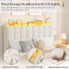 TackView Bed Frame with Storage Headboard,Boucle Upholstered Platform Bed with 2 Drawers, Chic Wavy Headboard with Bookcase, No Box Spring Needed - 2 of 4