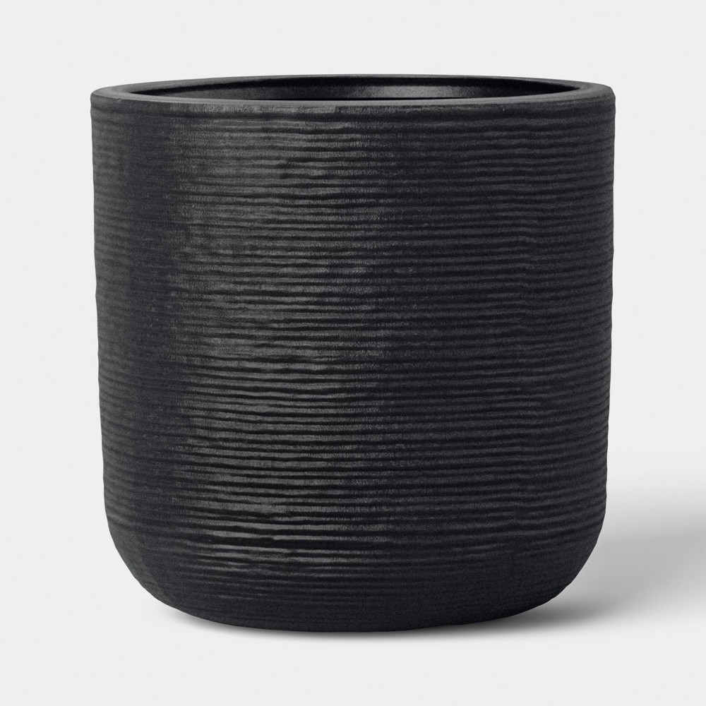 Fluted Outdoor Planter Black 10" - Threshold™