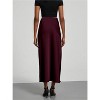 Women's Satin Maxi Skirt - High Waist A-Line Long Skirt for Elegant Office Wear Red Violet - 3 of 4