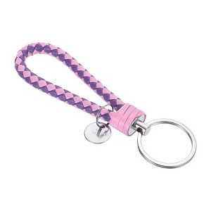 Unique Bargains Braided PU Leather Wallet Keychain with Stainless Steel Key Ring - 1 of 3