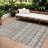 Taupe Beige And Gray Quatrefoil Washable Indoor Outdoor Area Rug - 2 of 4